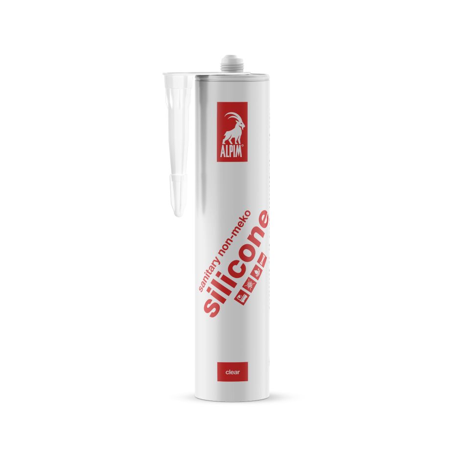 Alpim ALP002007 Mastic silicone sanitaire transparent sans MEKO, 310 ml