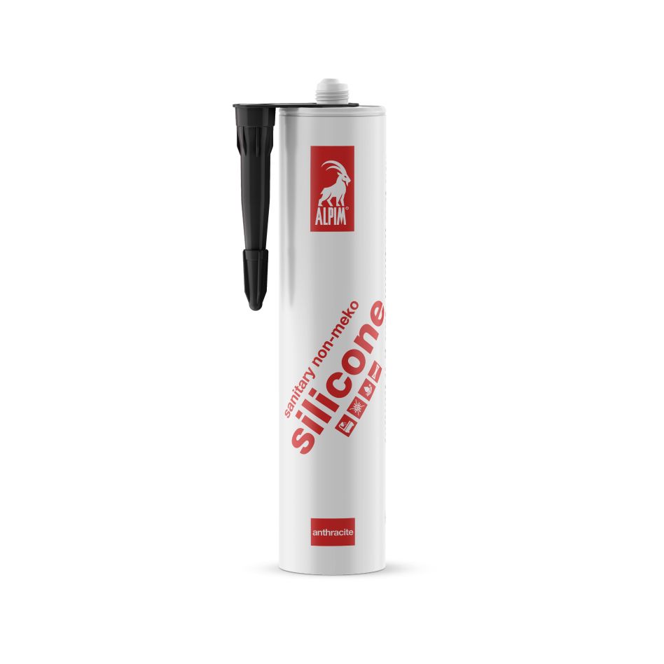 Alpim ALP002010 Mastic silicone sanitaire sans MEKO, couleur anthracite, 310 ml