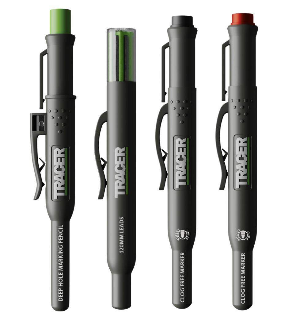 Tracer AMK4 Kit de marquage AMK 4 - Crayon pour trous profonds, crayons de rechange ALH1 et 2 marqueurs avec étuis
