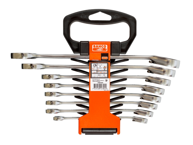 Bahco 1RM/SH8 Clés à cliquet ouvertes, métriques 8-19 mm