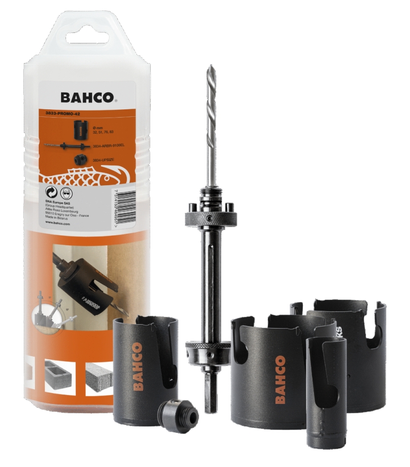 Bahco 3833-PROMO-42 Jeu de forets à trou, Superior™, multi-usage, pour le bois et la pierre - 6 pièces