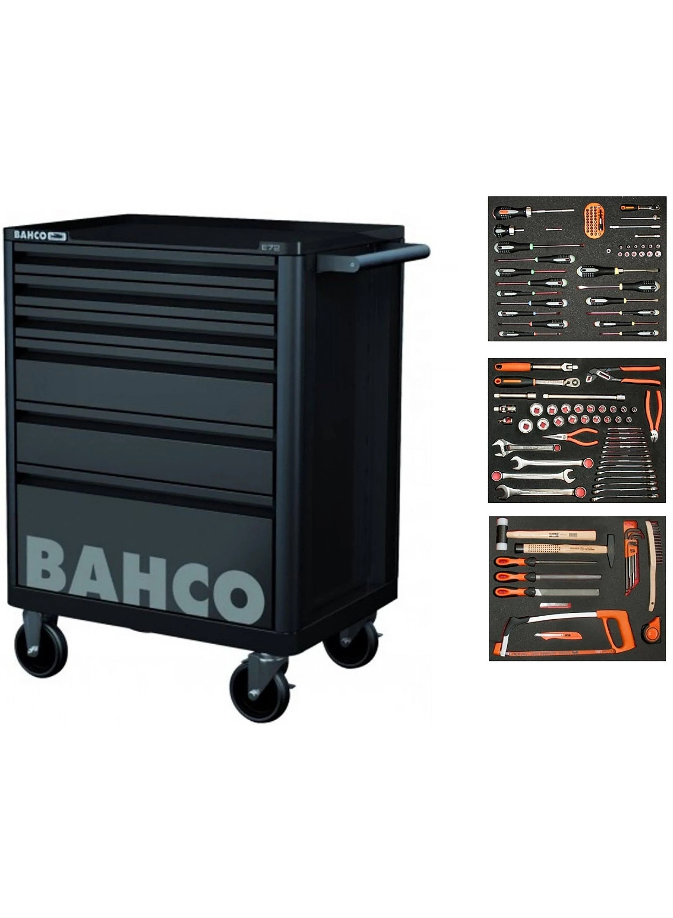 Bahco 1472K6BLACK-FULL3 1472K6FULL3 Chariot à outils noir 130 pièces