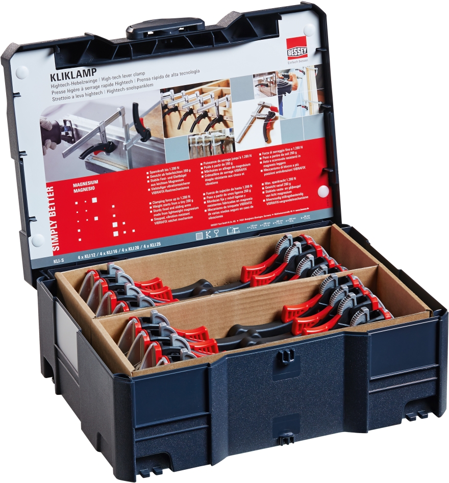 Bessey KLI-S Jeu de serre-joint KliKlamp dans systainer T-loc