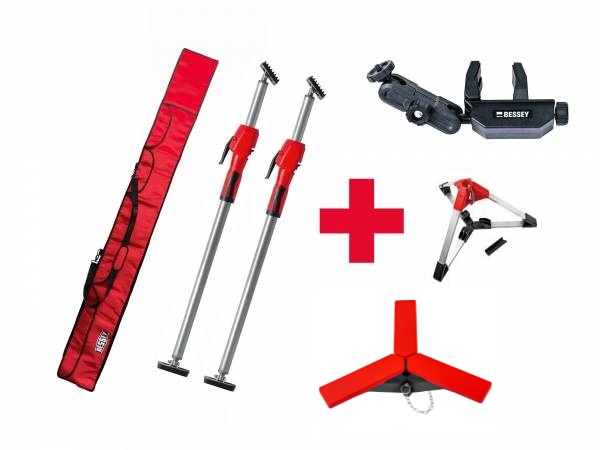 Bessey STE300-SET STE300 Kit de montage au plafond comprenant un trépied pour le sol et le plafond et un support laser dans un sac