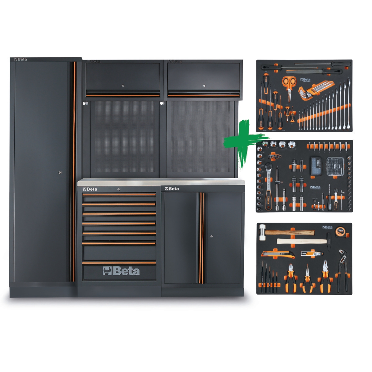 Beta 045009155 C45PRO 2.0 B7X Kit d'atelier avec assortiment d'outils universels Beta Worker 196 pièces