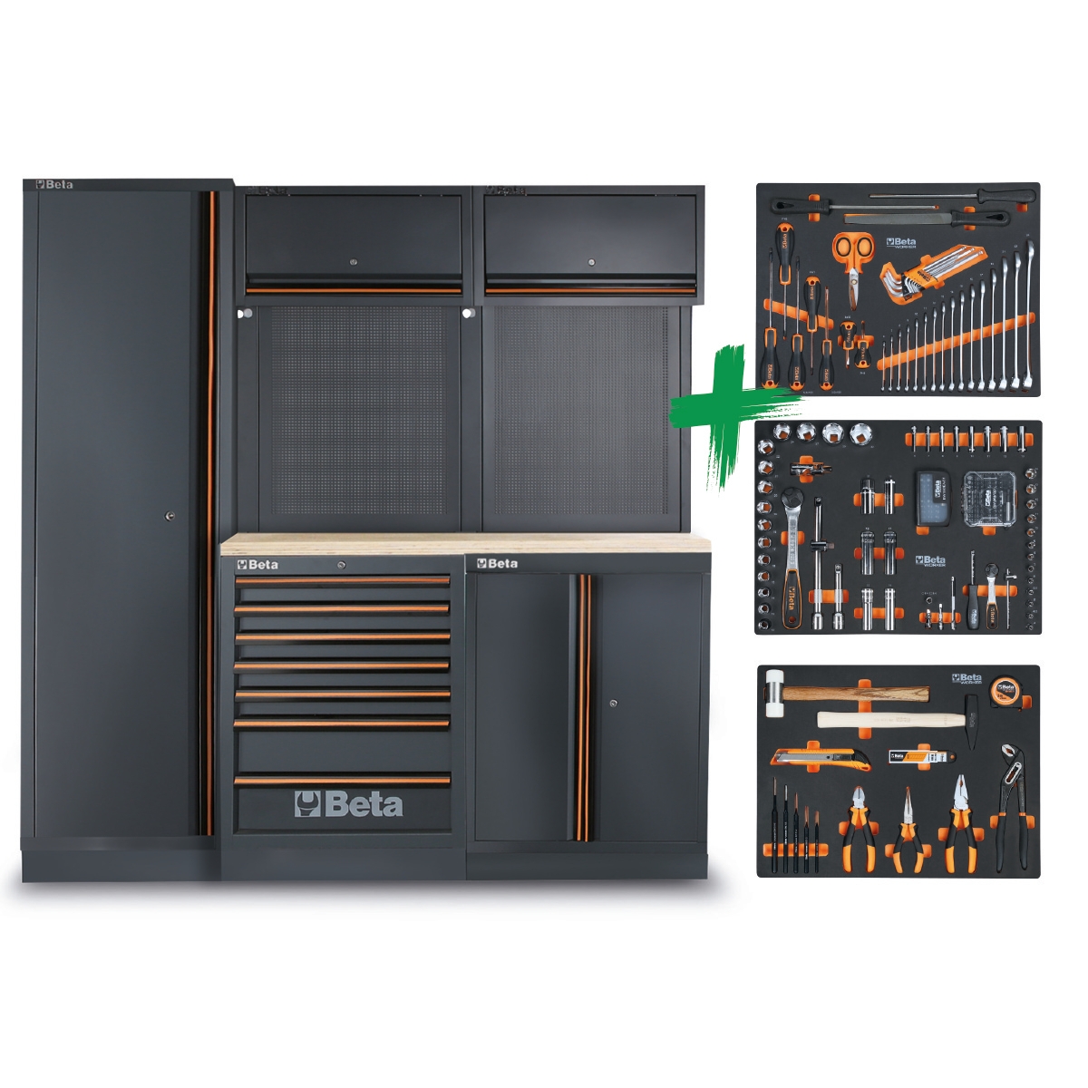 Beta 045009156 C45PRO 2.0 X Kit d'atelier avec assortiment d'outils universels Beta Worker 196 pièces