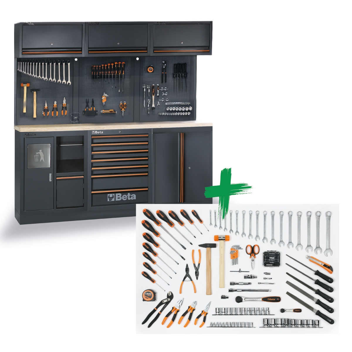Beta 045009168 C45PRO 2.0 AW Équipement d'atelier avec assortiment d'outils universels Beta Worker 157 pièces