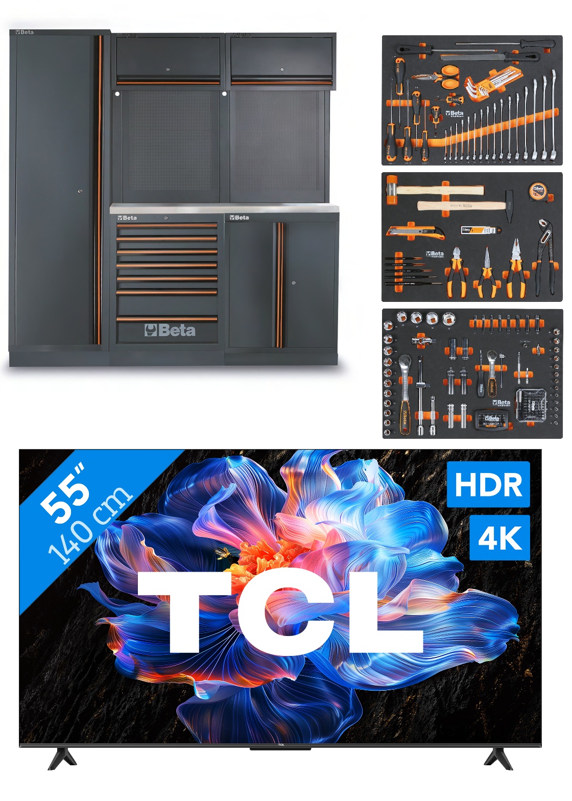 Beta ZNLWK0001 C45PRO 2.0 B7X Equipement d'atelier avec un assortiment de 196 pièces + TV TCL 55" gratuite