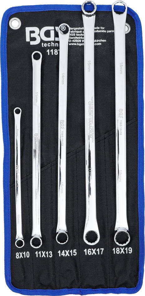 BGS 1187 Jeu de clés à anneaux extra longues, plates 8 - 19 mm 5 pièces