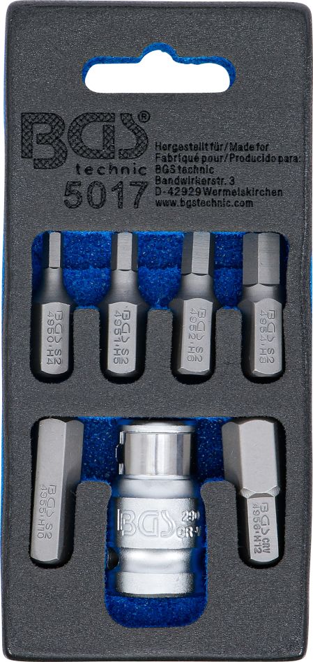 BGS 5017 Jeu d'embouts de tournevis 10 mm (3/8") à six pans creux 7 pièces