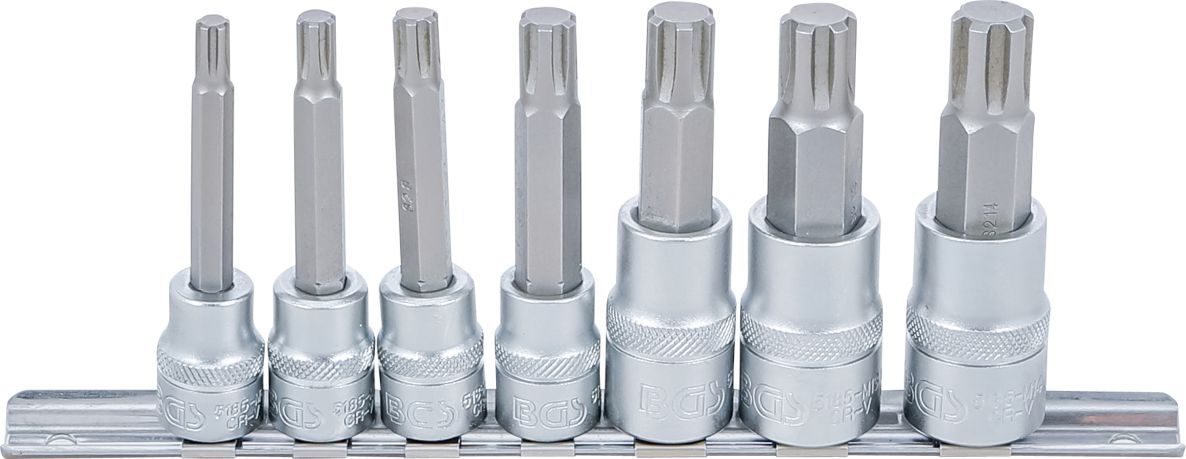 BGS 5185 Jeu d'embouts de clé à douille 10 mm (3/8") / 12,5 mm (1/2") à profil cunéiforme (pour RIBE) M6 - M14 7 pièces