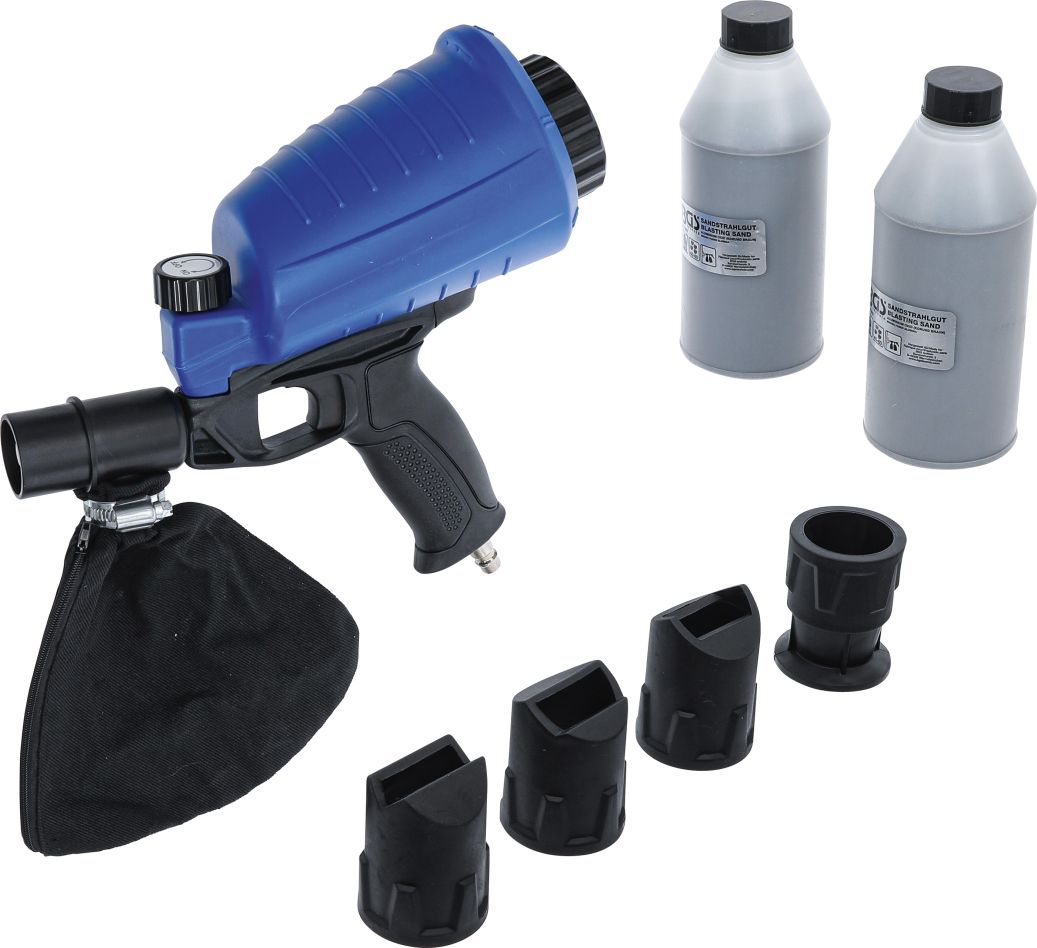 BGS 70057 Pistolet de sablage pneumatique 900ml + set d'accessoires 7 pièces en boîte