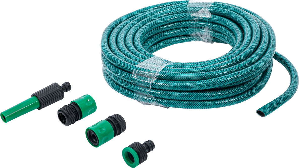 BGS Do It Yourself 70906 Tuyau d'arrosage en PVC, y compris buse d'arrosage et bouchon d'accouplement 1/2" 15 m