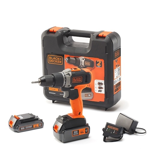 Black & Decker BCD003MEM2K-QW Perceuse à percussion sans fil 18 volts 1x 2.0 Ah/4.0Ah Li-ion