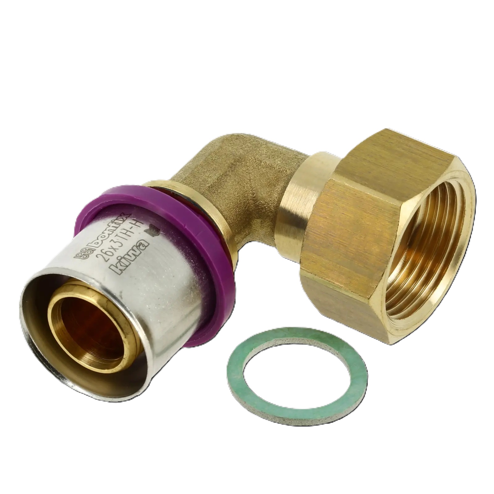 Bonfix 2002115 Accouplement à genouillère Alu-press en 2 parties avec anneau d'arrêt 3/4 "x 26 mm