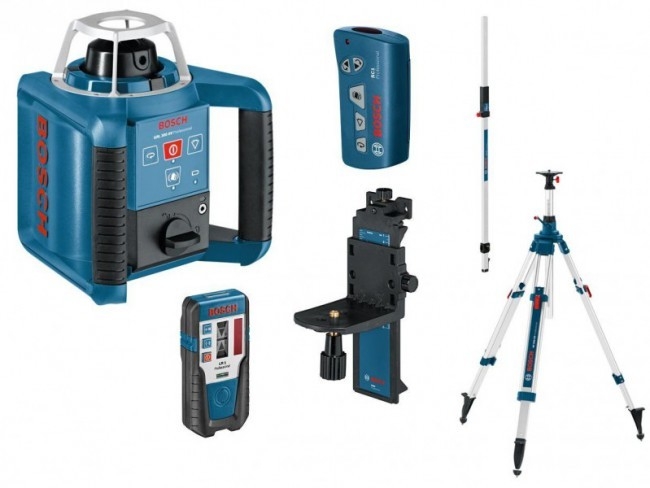 Bosch Bleu 061599403Y GRL300HV Set Rotation Laser + BT300HD Trépied + GR240 Bâton de mesure
