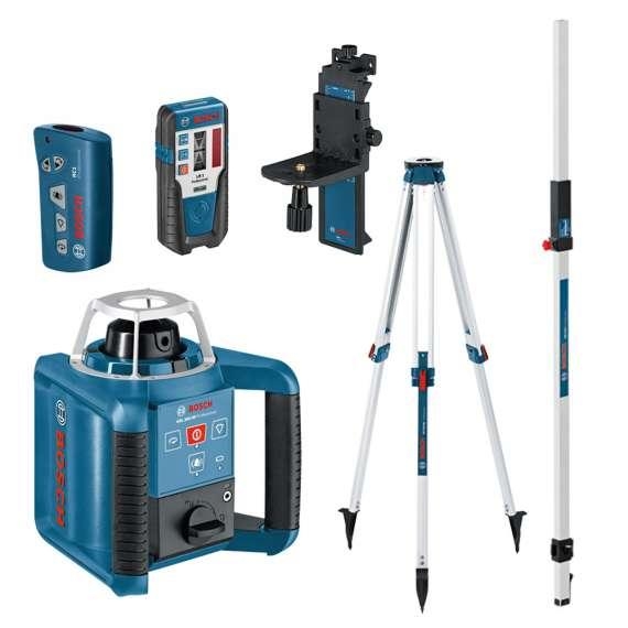 Bosch Bleu 061599405U GRL300HV Set Rotation Laser + BT170 Trépied + GR240 Bâton de mesure