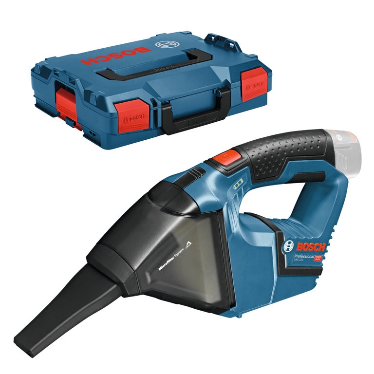 Bosch Bleu 06019E3001 Aspirateur eau et poussière sans-fil GAS 12V solo Click&Go, L-BOXX