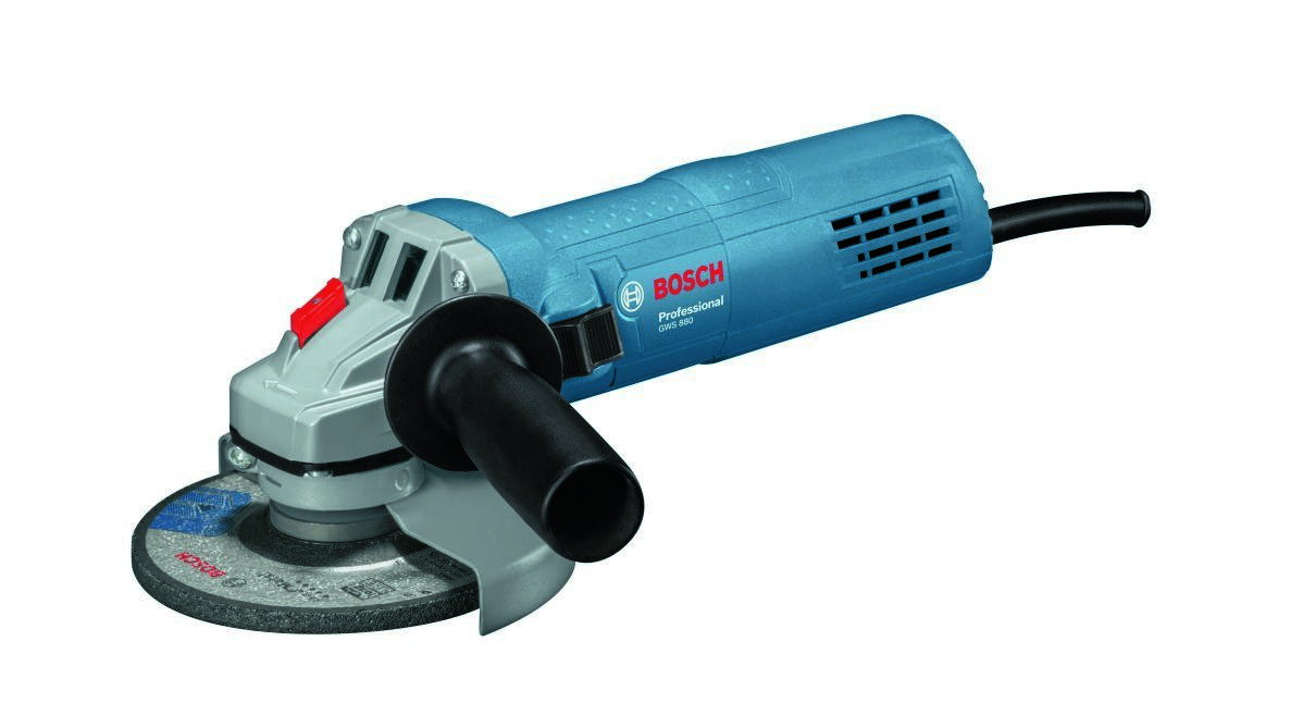 Bosch Bleu 060139600A Meuleuse d'angle GWS 880 (capot de protection, poignée, bride de réception, clé et écrou de serrage)