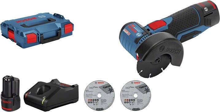 Bosch Bleu 06019F200B Meuleuse sans fil GWS 12V-76, 2 batteries 3,0 Ah, L-BOXX