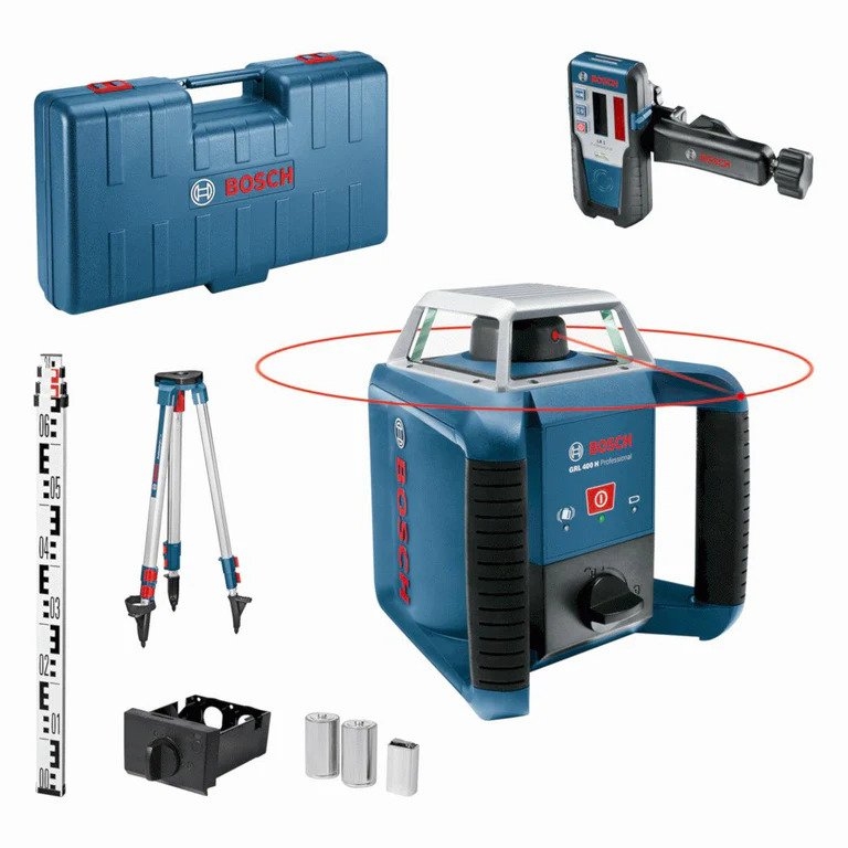 Bosch Bleu 06159940JY GRL400H Laser de rotation + trépied BT152 + bâton de mesure GR2400