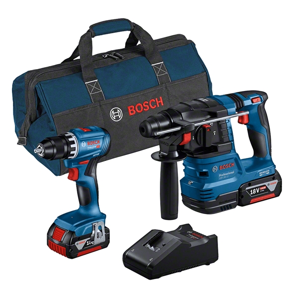 Bosch Bleu 0615A50038 Combiné - GSR 18V-45 Perceuse sans fil + GBH 18V-22 Marteau sans fil 18V 4.0Ah Li-Ion