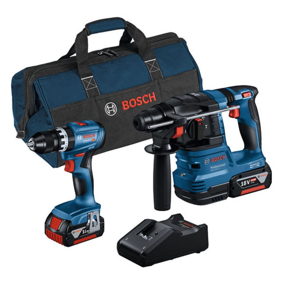 Bosch Bleu 0615A50039 Accutoolkit Combipack 18V GBH + GSB (2x GBA 18V 4.0 Ah, chargeur GAL 18V-40, GBH 18V-22, GSB 18V-45,)