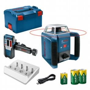 Bosch Bleu 0601061806 GRL 400 H Récepteur laser laser de rotation 1x batterie 9V 2x batterie 1.2V et chargeur en L-BOXX