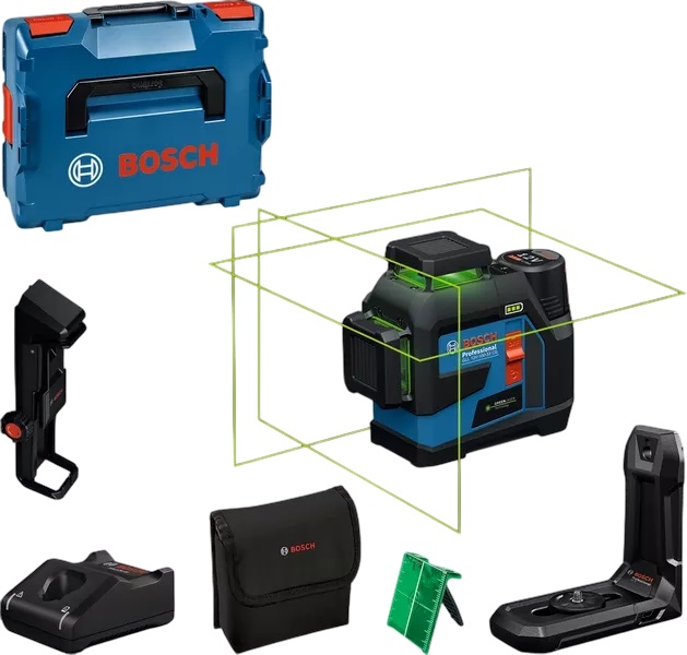 Bosch Bleu 0601065401 GLL 12V-100-33 CG Line laser set 1x 2.0 Ah et chargeur rapide GAL 12V-40 en L-BOXX