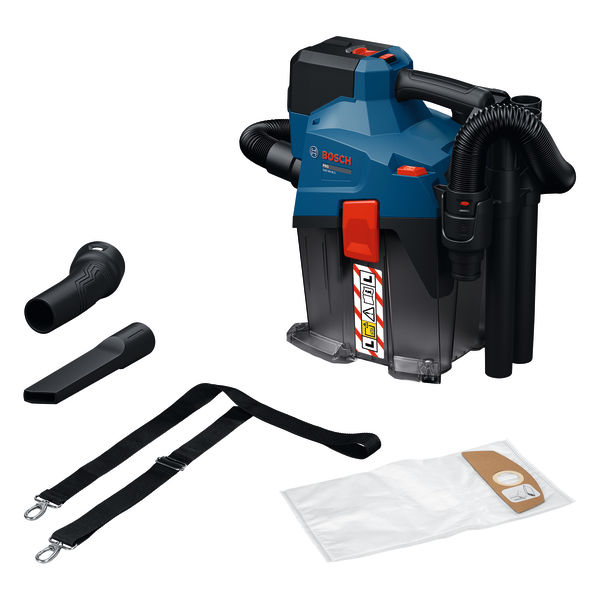 Bosch Bleu 06019K2100 GAS18V-6LS Aspirateur sans fil avec ensemble d'accessoires sans batterie ni chargeur en boîte