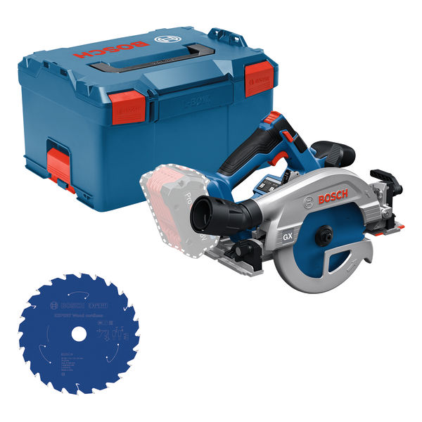 Bosch Bleu 0615A500DZ GKS 18V-57-2 GX scie circulaire sans fil 2x 18V 5.0Ah batterie et chargeur + Expert pour bois lame de scie circulaire en L-BOXX