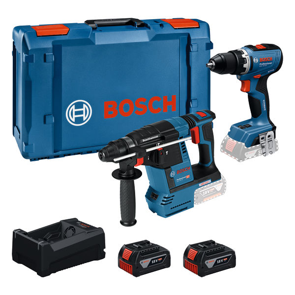 Bosch Bleu 0615A500E4 Kit d'outils sans fil Combipack 18 V GSR + GBH dans un coffret XL-Boxx