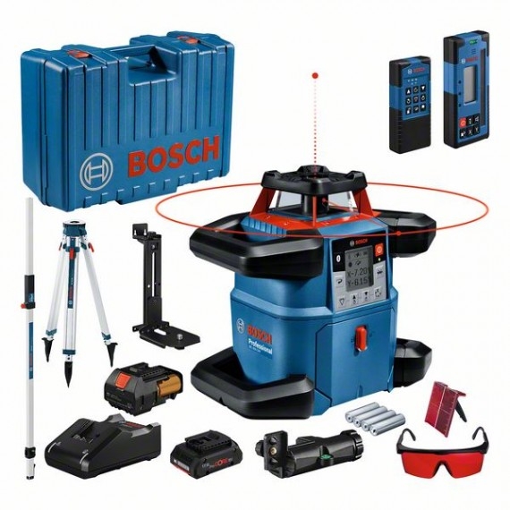 Bosch Bleu 06159940P5 GRL 600 CHV Professional Rotation laser 18V 4.0 ProCore + trépied + tige de mesure
