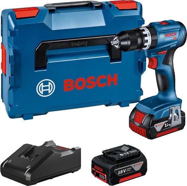 Bosch Bleu 06019K3305 GSB 18V-45 Perceuse à percussion sans fil 18V 3.0Ah Li-ion dans L-Boxx