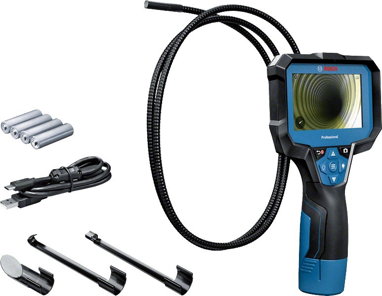 Bosch Bleu 0601241500 GIC 12V-4-23 C Kit caméra d'inspection 4x 1.5V LR6 AA et câble USB