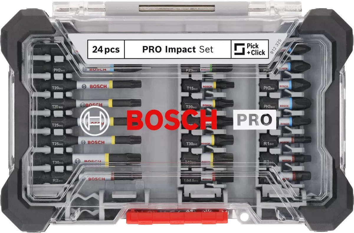 Bosch Bleu Accessoires 2608521U75 PRO Jeu d'embouts de vissage à percussion, 24 pièces