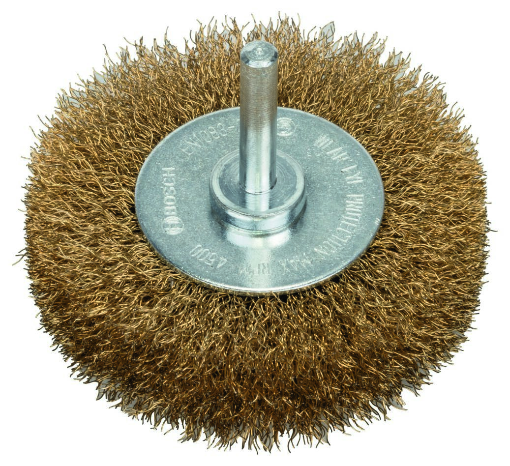Bosch Bleu Accessoires 2608622054 Brosse à disque 75 mm ondulée 6 mm arbre Laiton