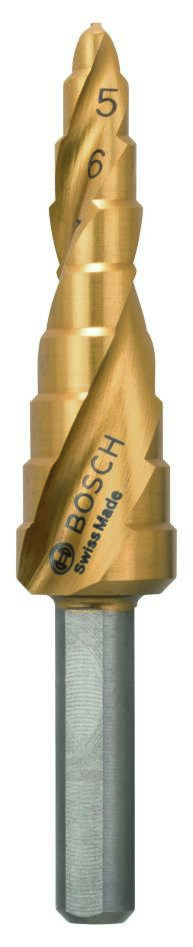 Bosch Bleu Accessoires 2608597525 Forets étagés HSS-TiN 4-12 mm à queue 3 cannelures