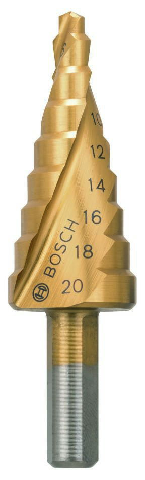Bosch Bleu Accessoires 2608597526 Forets étagés HSS-TiN 4-20 mm à queue 3 cannelures
