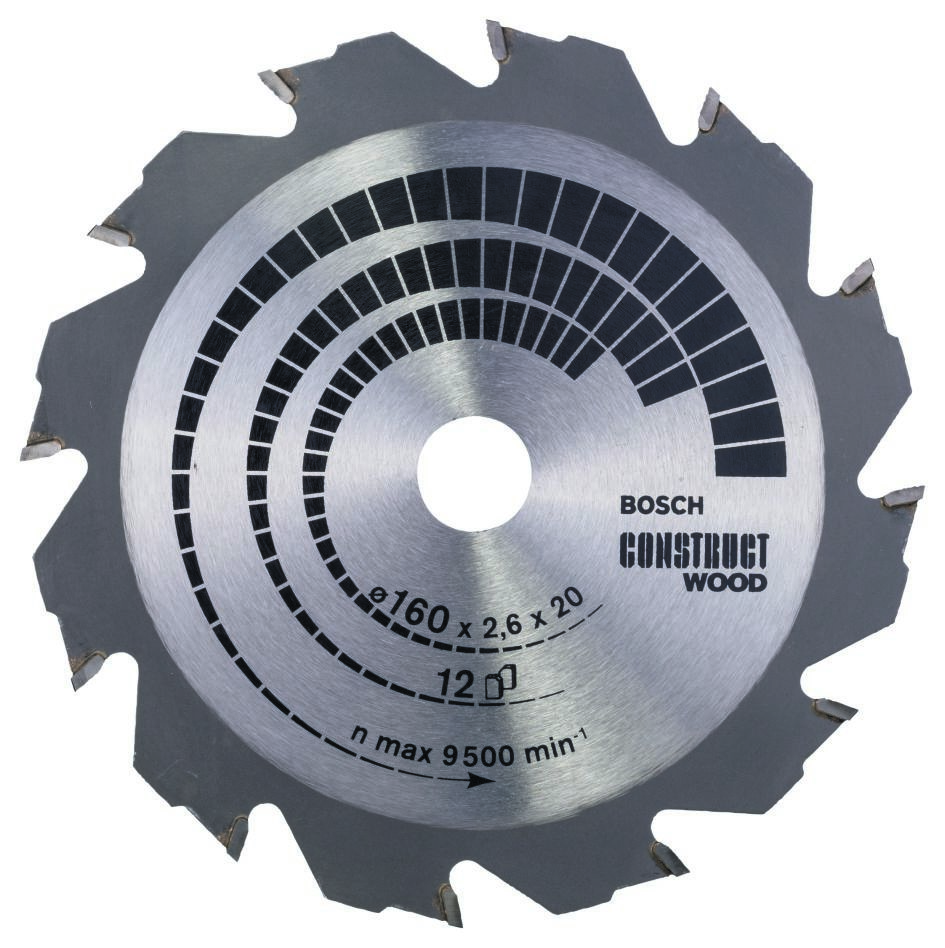 Bosch Bleu Accessoires 2608640630 Lame de scie circulaire 160 x 20 x 12T Bois de construction