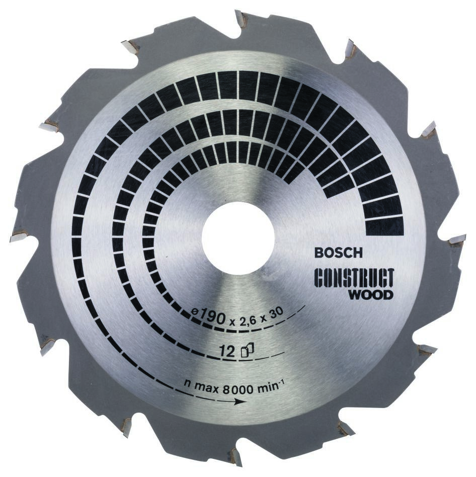 Bosch Bleu Accessoires 2608640633 Lame de scie circulaire 190 x 30 x 12T Bois de construction