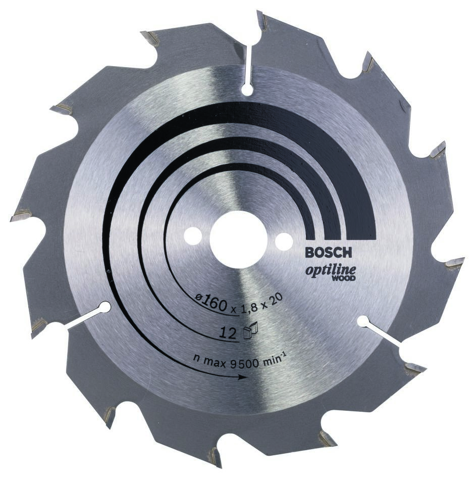 Bosch Bleu Accessoires 2608641170 Lame de scie circulaire 160 x 20 x 12T bois Optiline