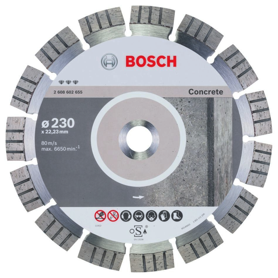 Bosch Bleu Accessoires 2608602655 Disque de coupe diamanté idéal pour béton 230 x 22,23 x 2,4 x 15 mm