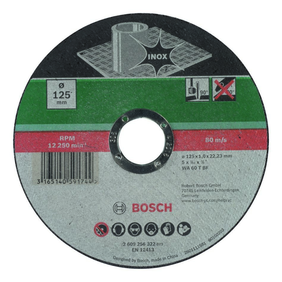 Bosch Bleu Accessoires 2609256322 Disque de coupe en acier inoxydable ø 125x22,23x1mm droit