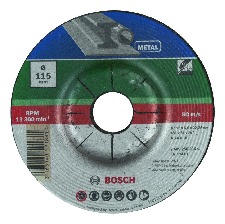 Bosch Bleu Accessoires 2609256336 Disque à meuler en métal ø 115x22,23x6mm courbé