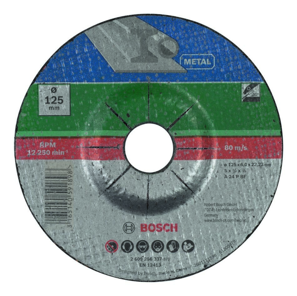 Bosch Bleu Accessoires 2609256337 DISQUE À MEULER EN MÉTAL, 125 X6 COURBÉ