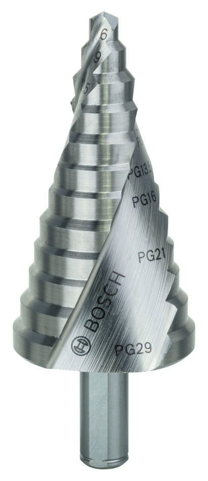 Bosch Bleu Accessoires 2608587428 Forets étagés HSS 6-37 mm à queue 3 cannelures (pour presse-étoupes)