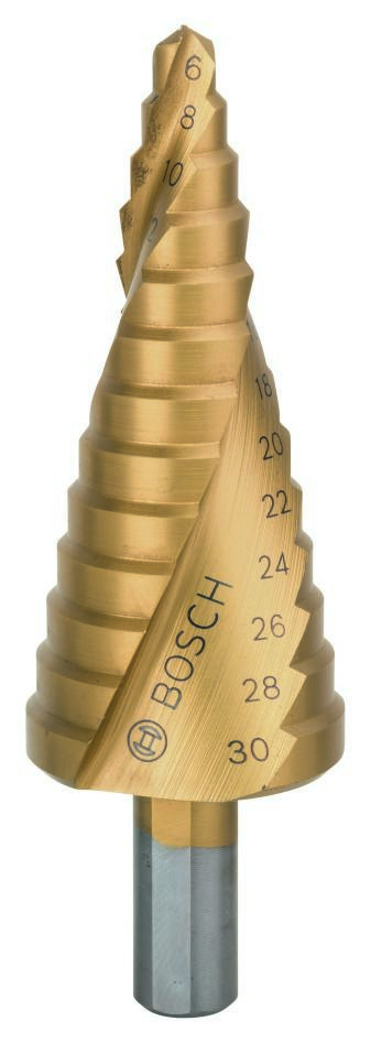 Bosch Bleu Accessoires 2608587430 Forets étagés HSS-TiN 6-30 mm à queue 3 cannelures