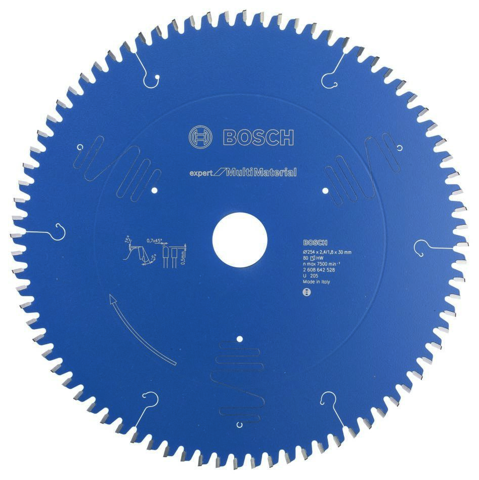 Bosch Bleu Accessoires 2608642528 Lame de scie circulaire 254 x 30 x 80T Expert pour Multi Matériaux