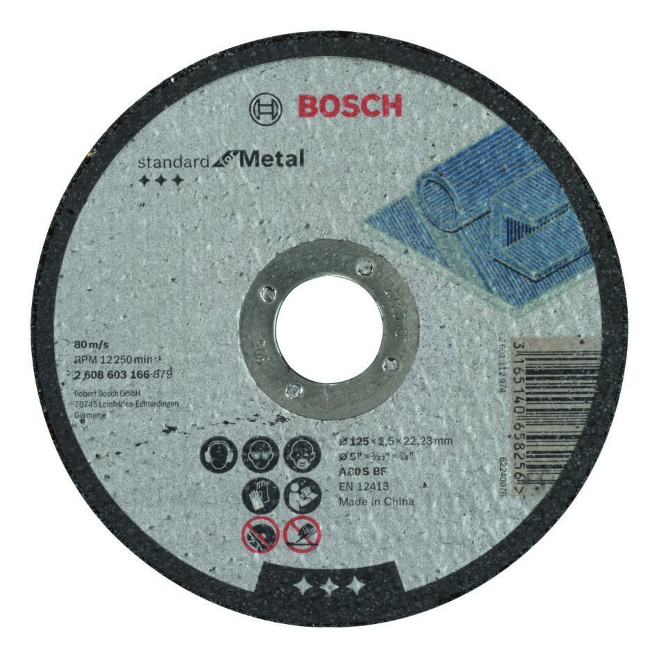 Bosch Bleu Accessoires 2608603166 Disque à tronçonner droit Standard pour métal A 30 S BF, 125 mm, 22.23 mm, 2.5 mm